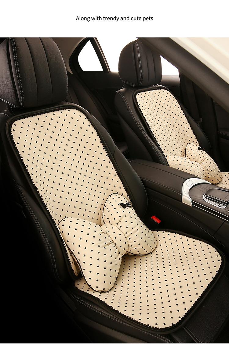 Car Seat Cushion Four Seasons Universal Cute Polka Dot Backrest Seat Cover