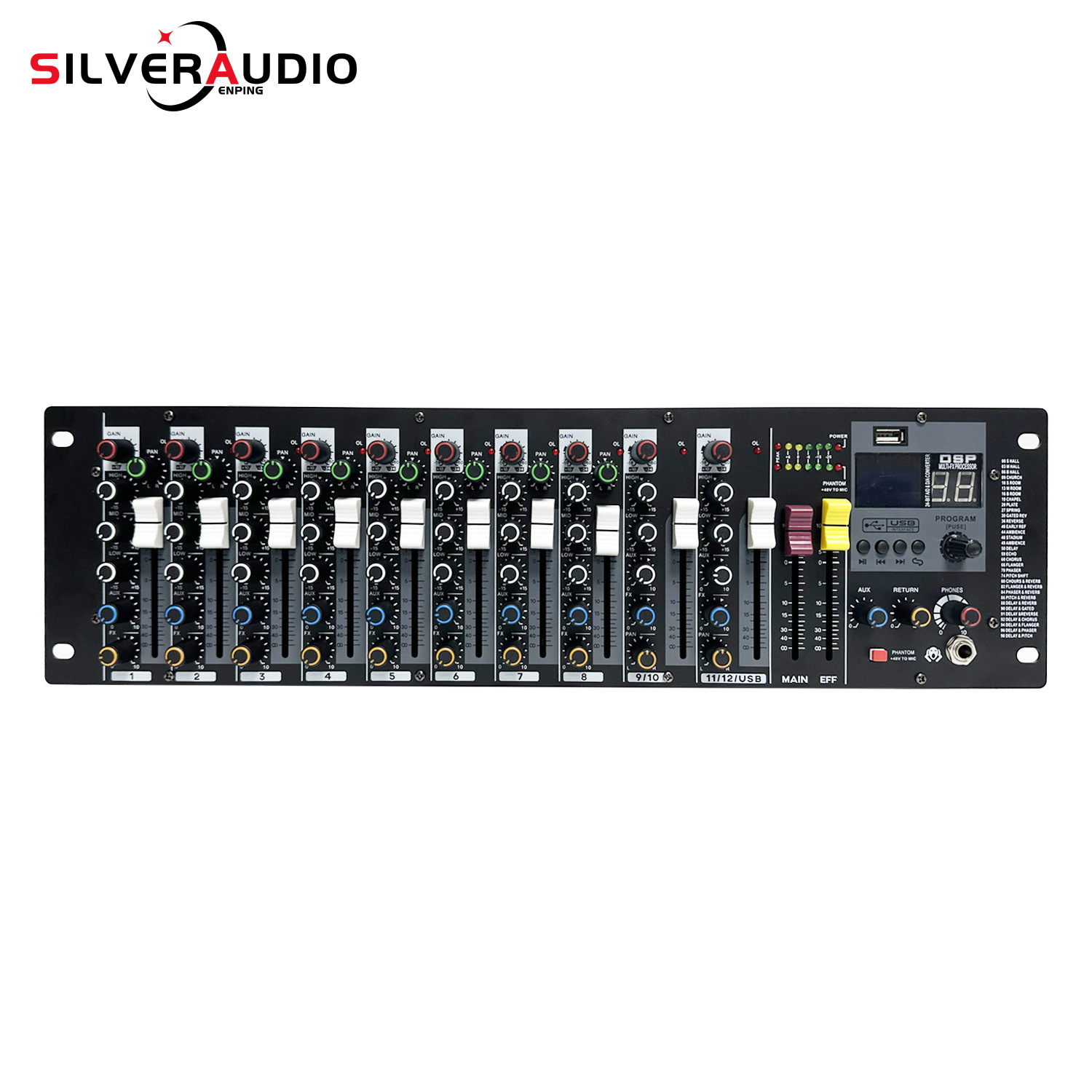 GAX-K12专业混音器声卡接口12通道数字USB蓝牙内置99混响效果调台