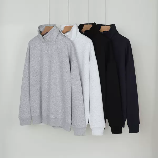 450g Heavyweight American High-End Half-Zip Stand-Up Collar Sweatshirt for Men and Women in Autumn and Winter New Loose Casual Tops and Jackets