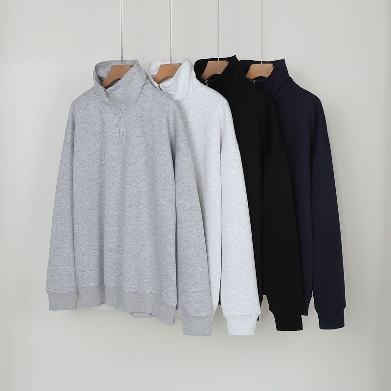 450g Heavyweight American High-End Half-Zip Stand-Up Collar Sweatshirt for Men and Women in Autumn and Winter New Loose Casual Tops and Jackets