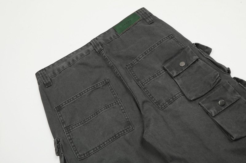 Men's Clothing Style Street Retro Old Washed Loose Tooling Jeans Men's Brand All-match Casual Multi-pocket Straight Pants_voghion.com