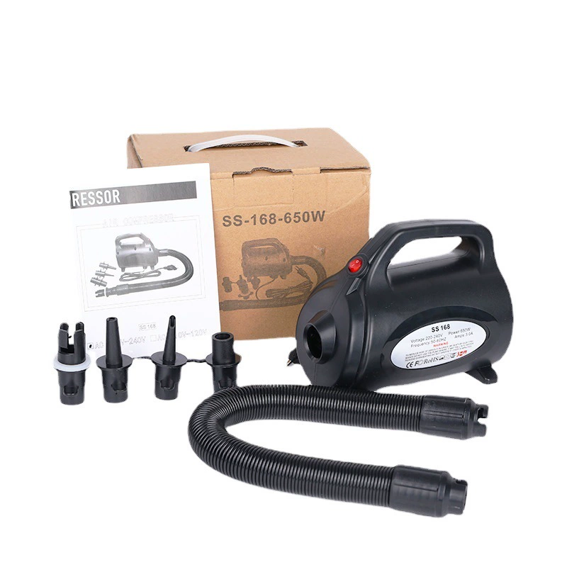 Завод в наличии Открытый надувной насос 650 Вт Электрический насос Каяк Гимнастический коврик Вакуумный мешок для хранения Кемпинг Надувной насос