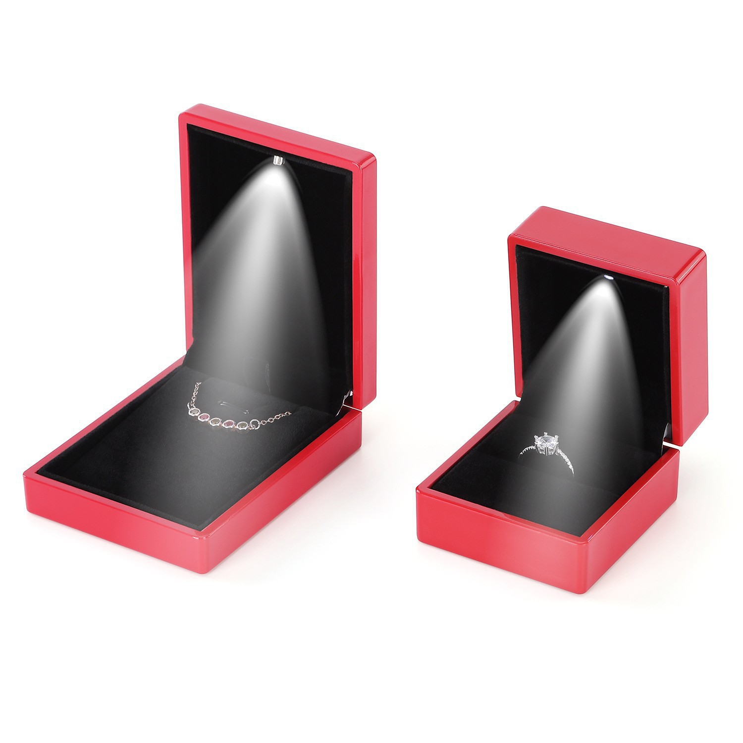 Caja de joyería LED transfronteriza con luz caja de regalo de joyería caja de anillo de alta gama caja de collar caja de embalaje colgante de alta gama
