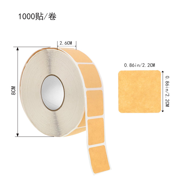 크래프트 종이; 2.2*2.2CM*1000 스티커/롤