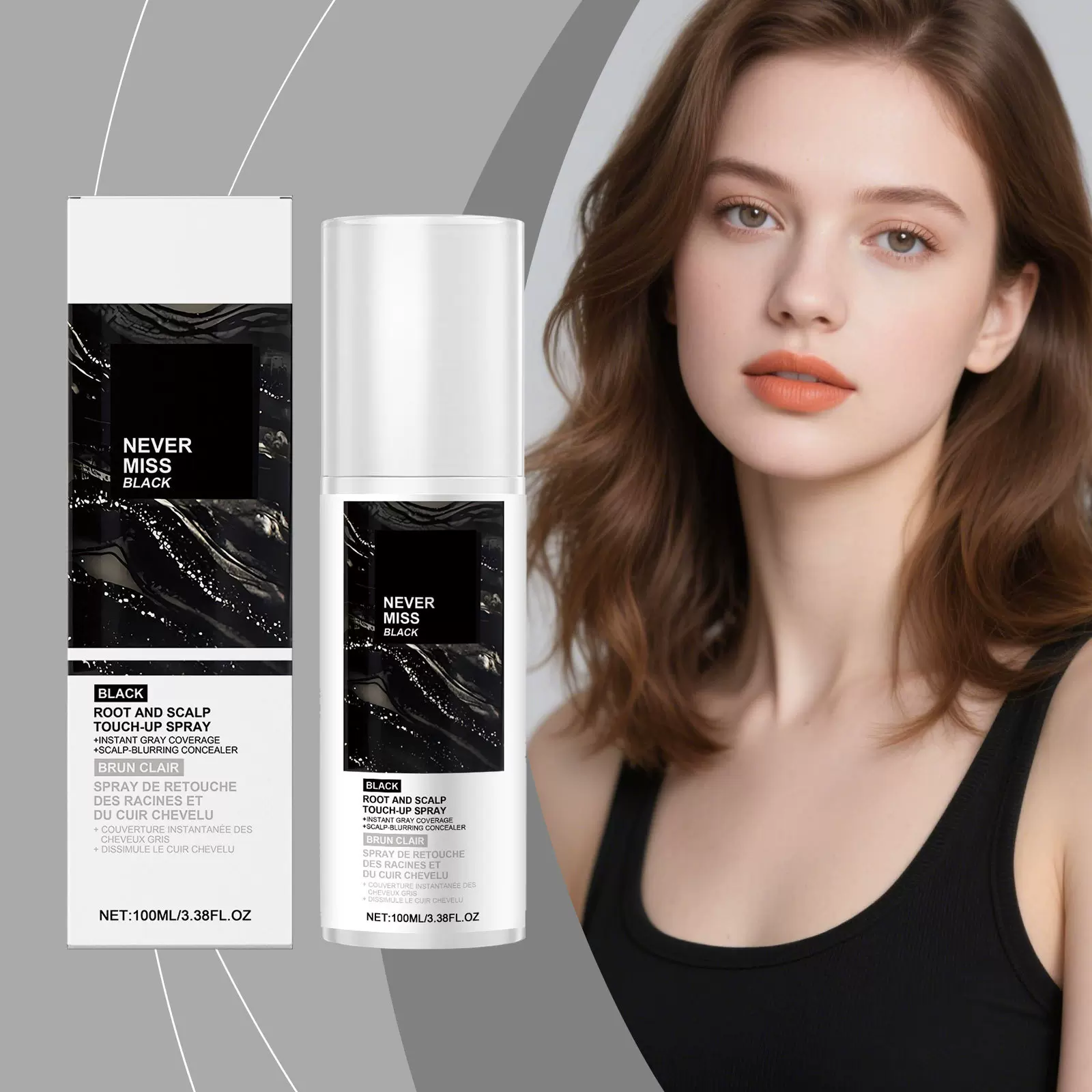 黑色头发补色喷雾  保湿光泽自然易上色临时一次性补色美发工具