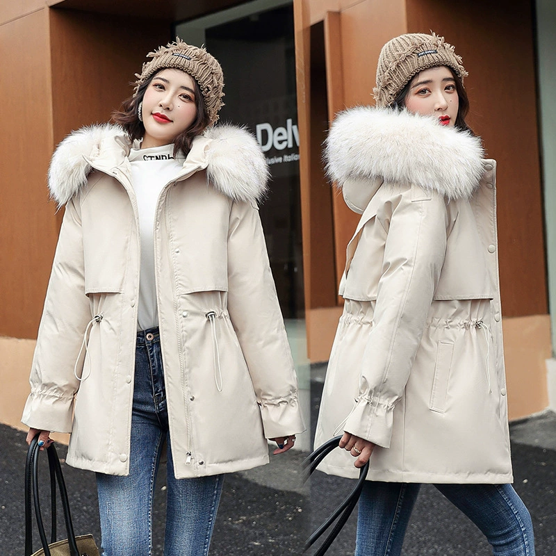 Зимнее пальто с хлопковой подкладкой, Женская парка средней длины на флисовой подкладке, куртка с хлопковой подкладкой в Корейском стиле, пуховая куртка с хлопковой подкладкой больших размеров
