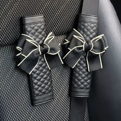 Seat Belt Cover, Car Interior – Seat belt shoulder pad - black-bow-pair