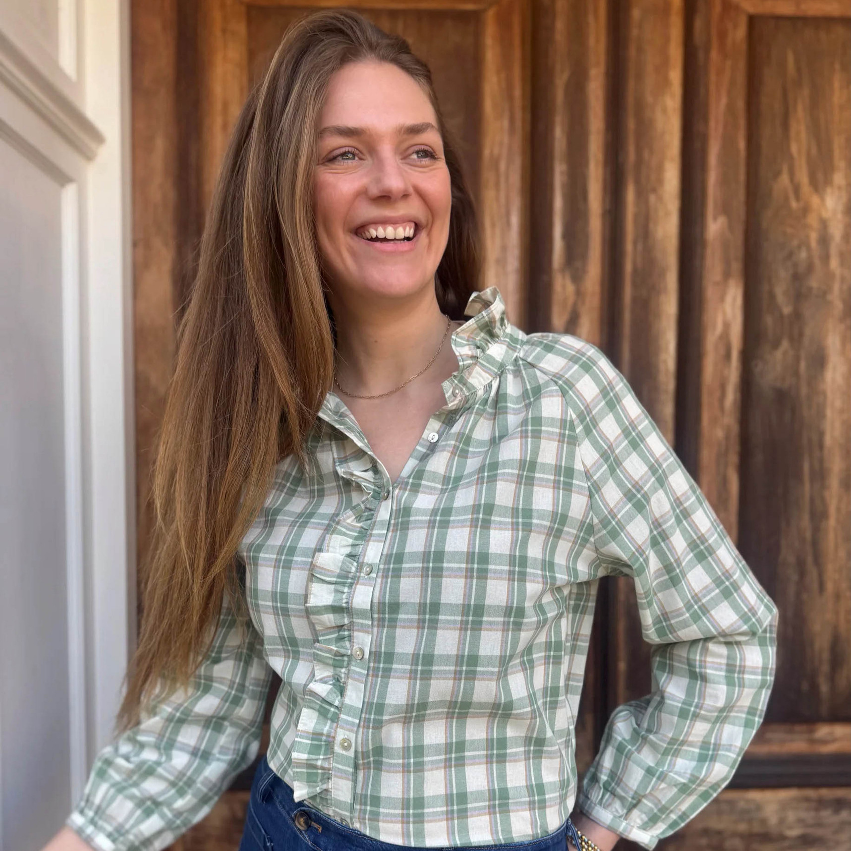 Comercio exterior de Europa y América, camisa francesa de manga larga de otoño, patrón retrógrado, camisa de mujer elegante y suelta. image 3