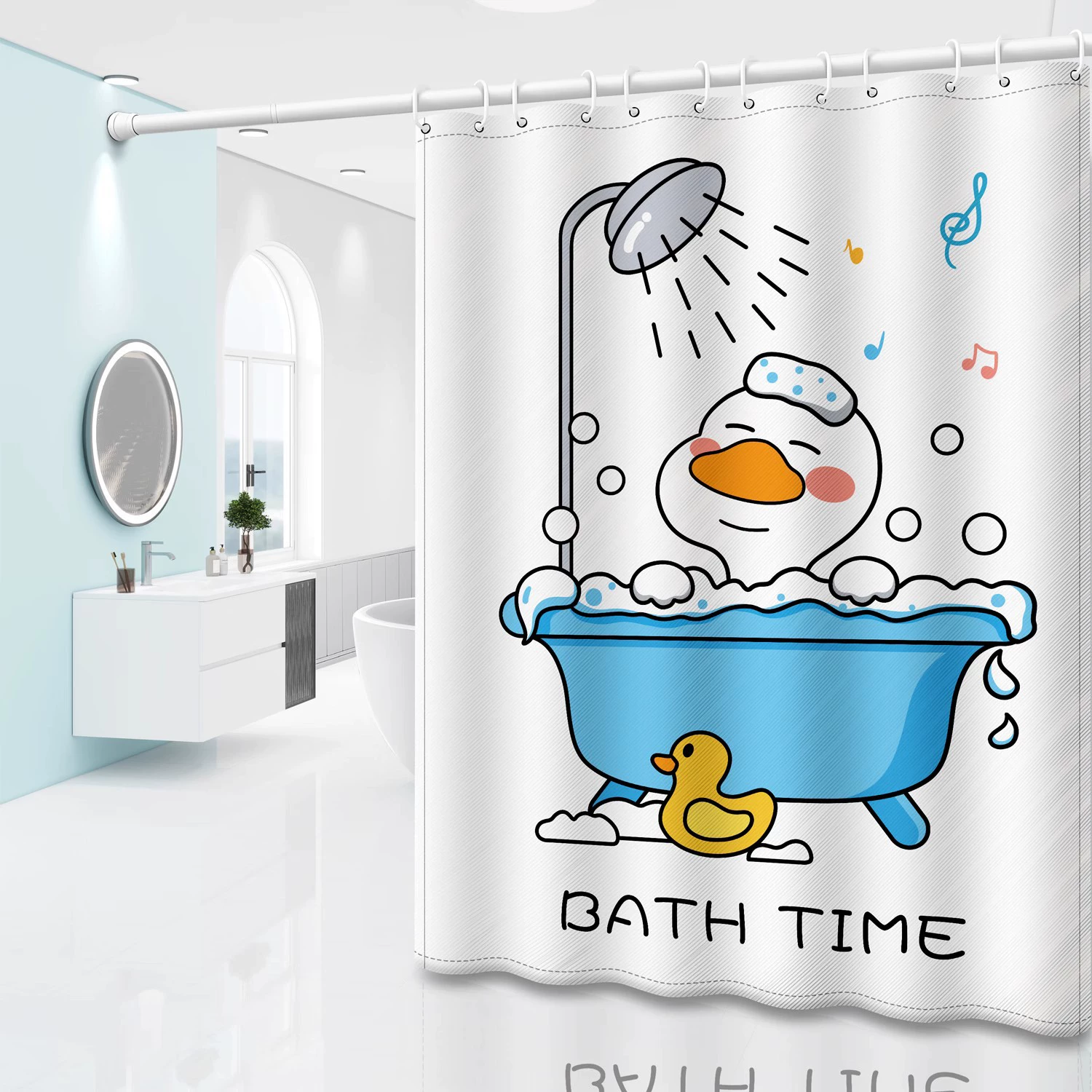 В ванной комнате занавески для душа брезентовый занавес