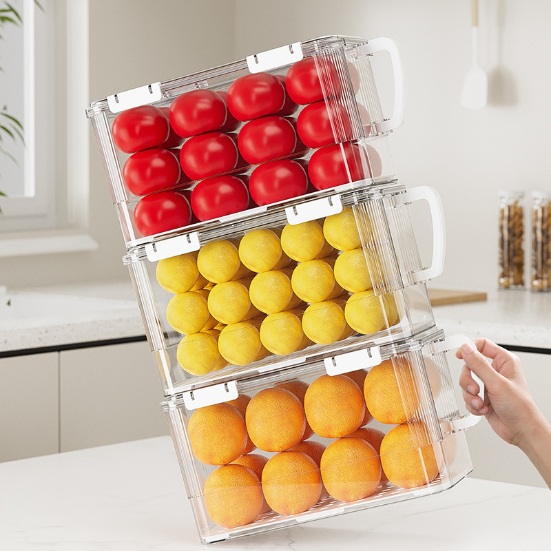 冷蔵庫収納ボックス整理ボックス透明食品保存ボックス食品級卵収納ボックス野菜果物冷凍ボックス|undefined