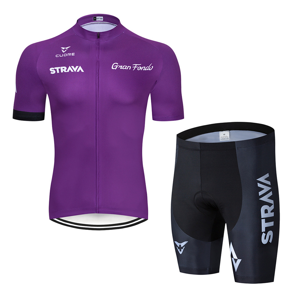 Conjunto de ropa de ciclismo STRAVA, tirantes cortos y camiseta de verano, transpirable y cómoda, lista para envío