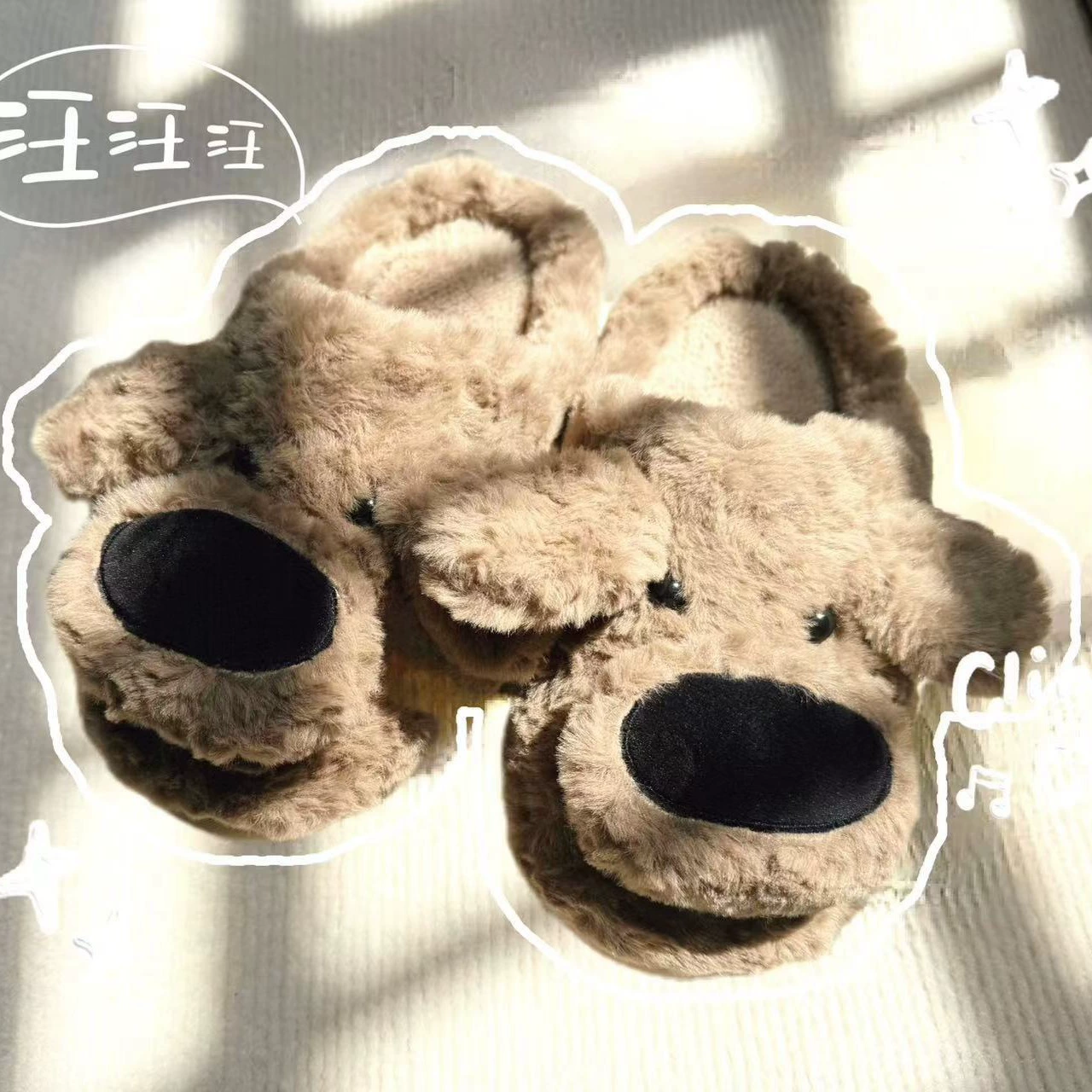 Тапочки пара дома теплая комната зимний нос собаки хлопчатобумажная пара носить милые зимние мужчины и женщины противоскользящие