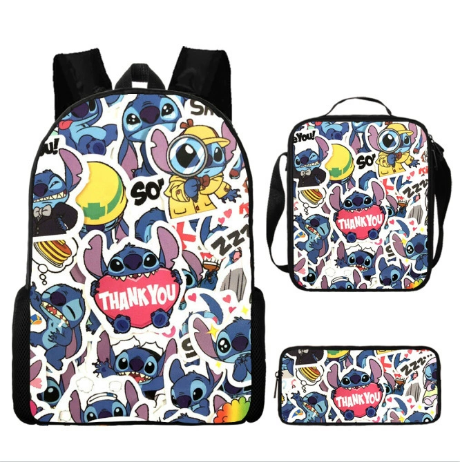 Cartoon backpack 3‑piece set — backpack, shoulder bag and pencil case, multistyle options