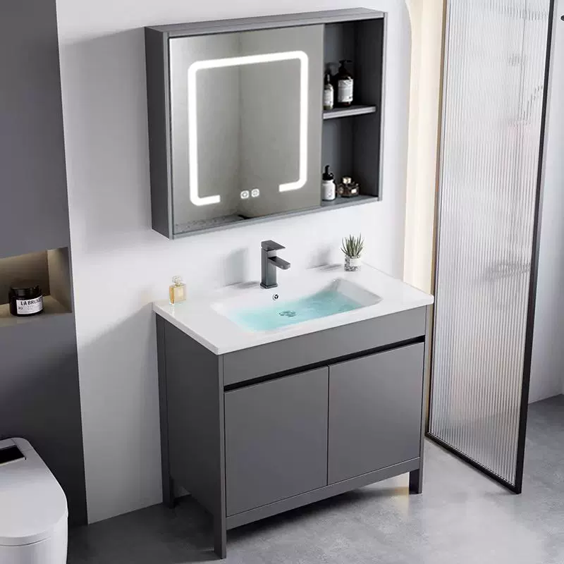 太空铝浴室柜组合小户型洗漱台一体柜陶瓷一体盆防水防潮落地式