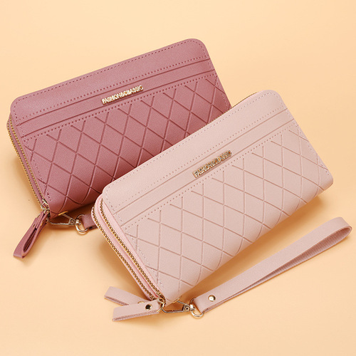  New Women's Long Wallet Korean Style Simple Double Zipper Coin Purse Multiple Card Slots Wallet Card Holder