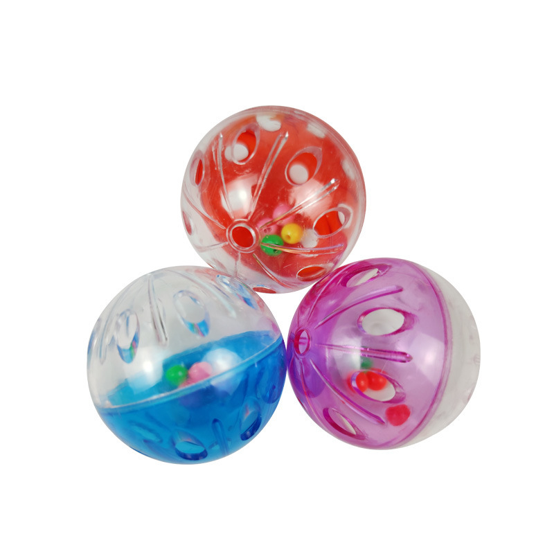 4.2cm透明菊花球 宠物用品猫咪玩具响铃镂空球  双色塑料猫玩具球