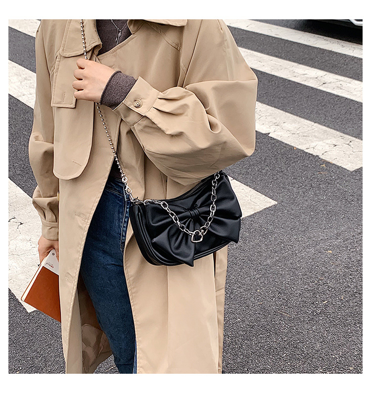 Bow Chain Bag 2021 Autumn New Handbag Korean Style Simple Shoulder Bag Elegant Lady Messenger Bag Fashionpicture6