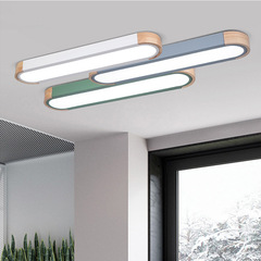 Nordic LED long strip light balcony light entrance hall hallway corridor light office solid wood macaron ceiling lamp 