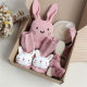 Cross-border baby rabbit lion soothing towel socks saliva towel wash gift box newborn bite ring hair band suit