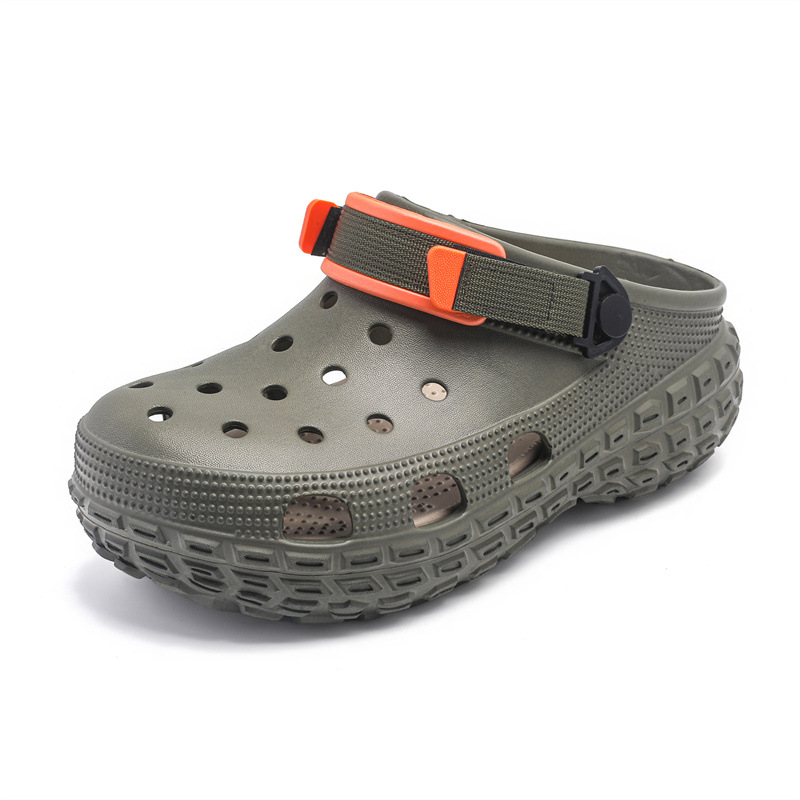 2025 nuevos zapatos con agujeros de neumáticos de suela súper gruesa para mujer, deportes de altura, uso externo, resistente al desgaste, pisando la mierda, sandalias Baotou al aire libre