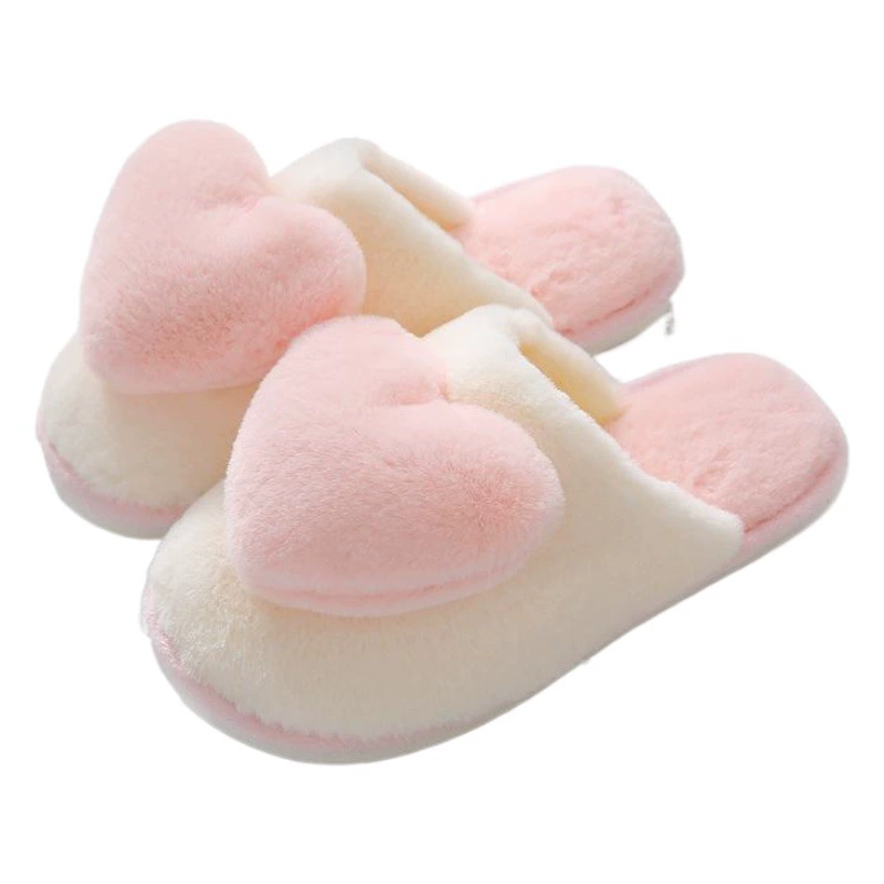 Новые зимние милые любовные женские домашние хлопковые тапочки, Нескользящие сетчатые красные толстые теплые тапочки из искусственного меха кролика