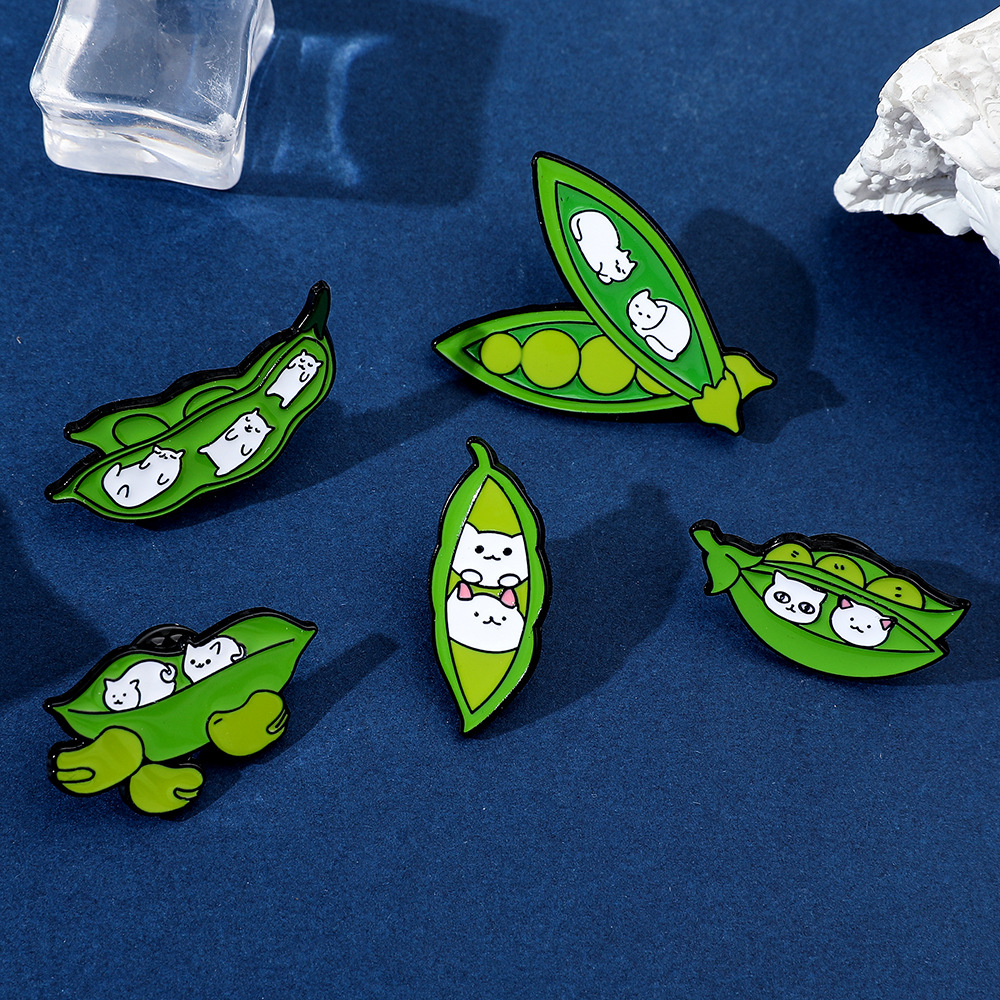 6g Weight Brooches Classification Casual, Daily Occasion Alloy Material Cat, Pea Pattern Unisex Gender Enamel Design Cute Style Cute Pin Cat Pea Alloy Enamel Unisex Brooches 19