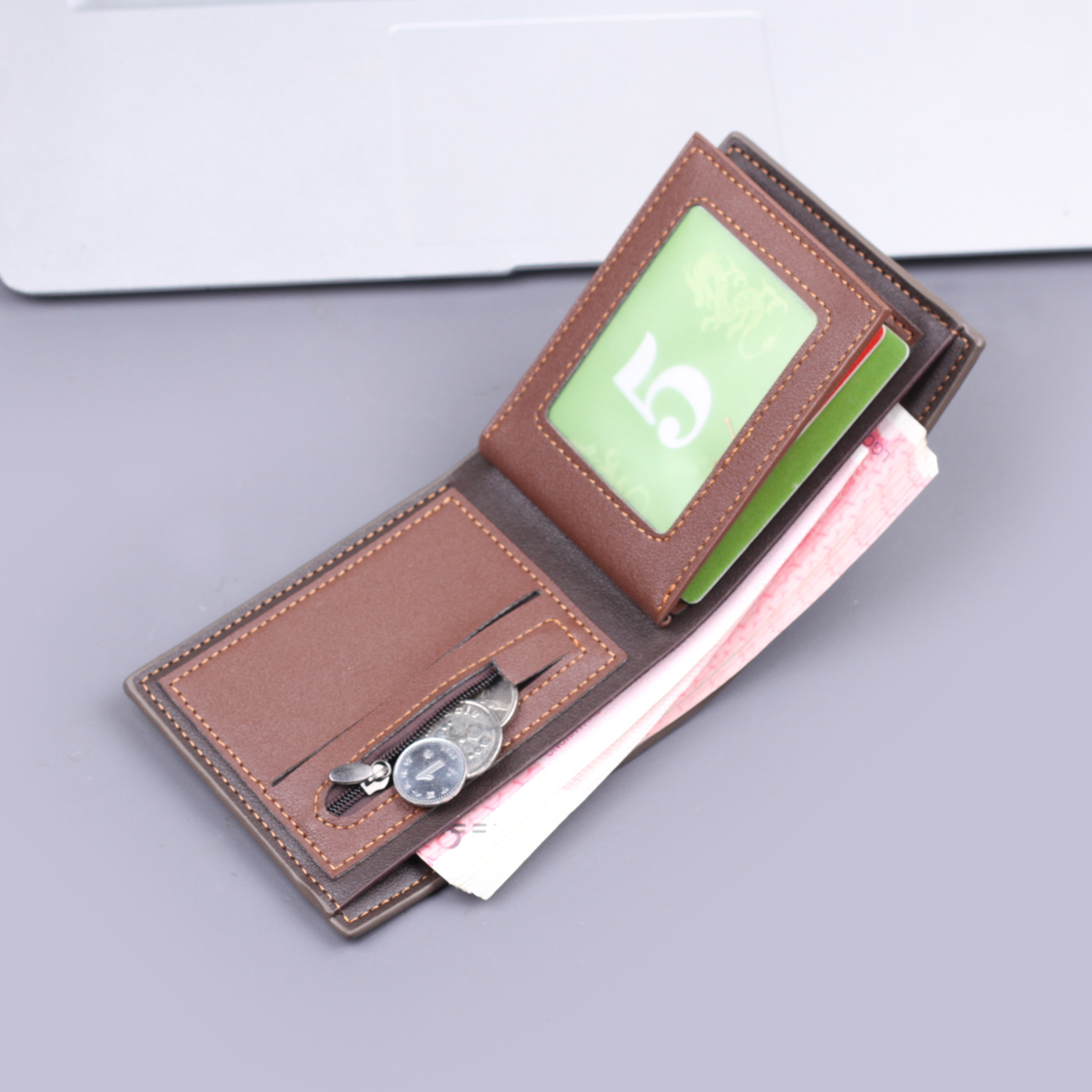 Cartera corta de hombre, cartera de hombre, cartera transfronteriza, cartera de hombre, cartera de cambio de hombre, grabado con láser