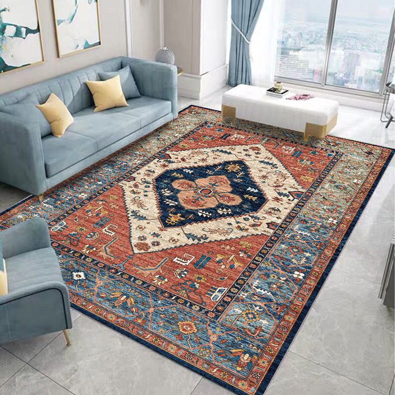 Turkish Ethnic Style Carpet Persian American Retro Living Room Sofa Coffee Table Carpet Home Bedroom Bedside Mat