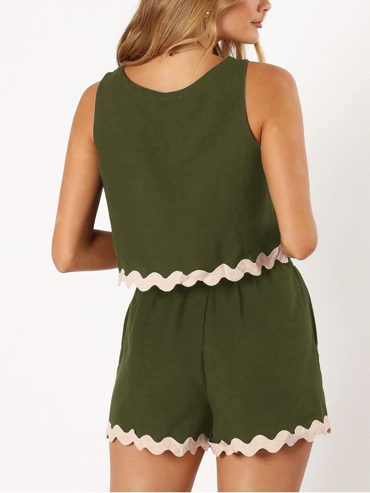227g Weight Sleeveless Sleeve Length Linen, Lace Fabric Type Shorts Pants Type Shorts Co-ord Set Sets Type 2 Pieces Set Quantity Daily Occasion Round Neck Neckline Loose Fit Type Color Block, Waves Pattern Summer Season Women's Gender Casual Style Lace Craft Daily Women's Casual Color Block Waves Linen Lace Shorts Co-ord Set Shorts Shorts Sets 12