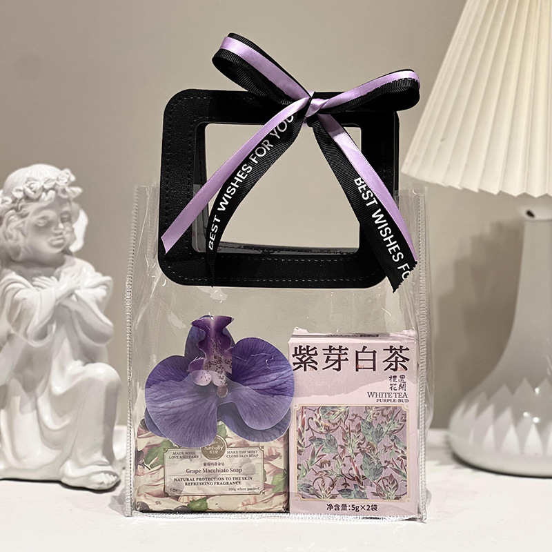 스타일 10 (보라색 새싹 + 한보리 비누 + 수건 + 장식용 꽃)