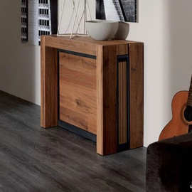 实木折叠餐桌伸缩北欧长方形可折叠饭桌家用小户型隐形餐桌椅组合