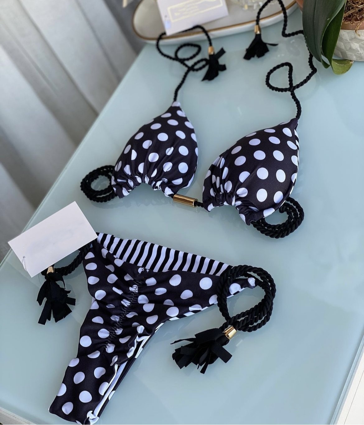 Frau Punktmuster Leopard 2-Teiliges Set Bikinis Bademode display picture 19