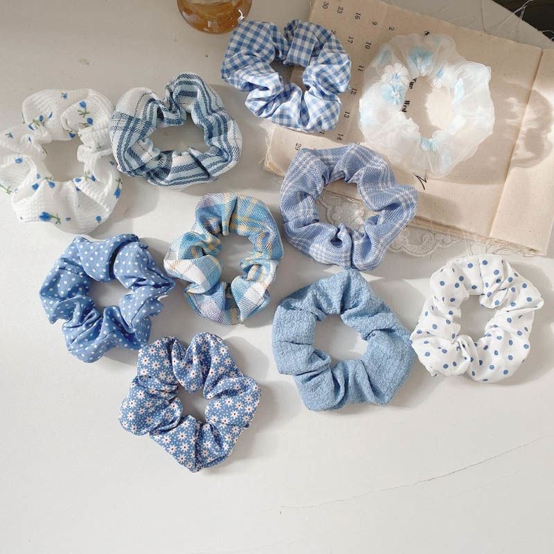 3 / 5 / Pcs Silk Scrunchies Print Scrunchie Set Elastic Collar Hair Ring