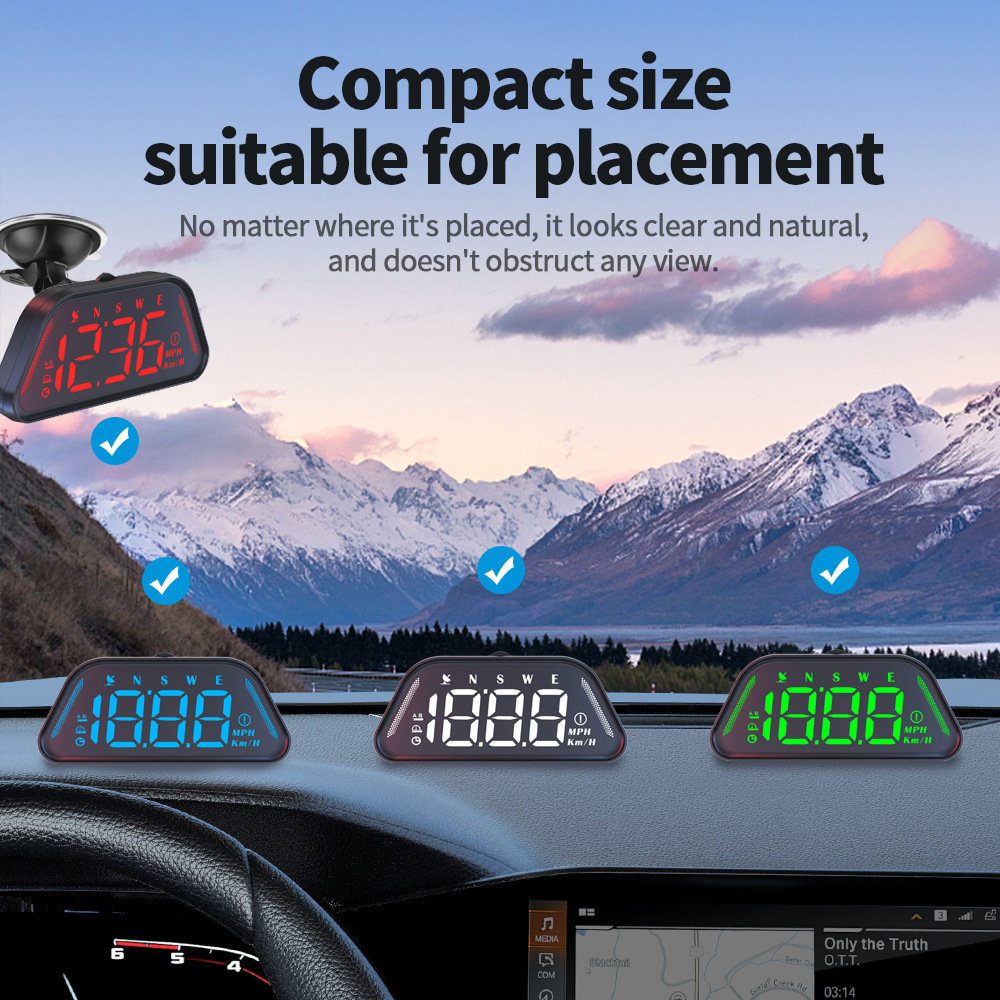G23 Car-Mounted Hud Head-Up Display Universal for Cars with Beidou Gps, Altitude, Date, Speedometer, High-Definition Display