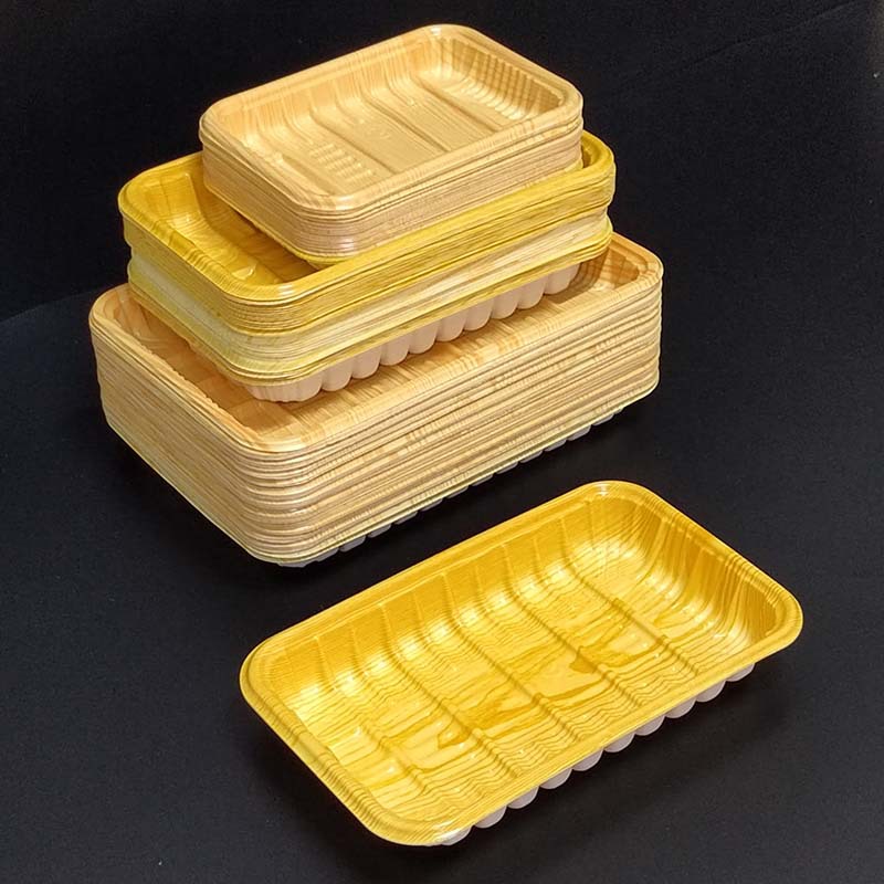 超市生鲜托盘一次性水果托盘长方形牛肉猪肉打包陈列托盘木纹托盘