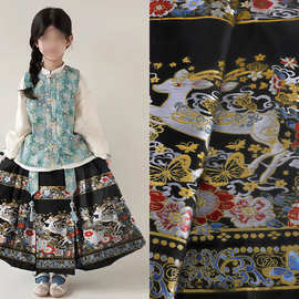 《CQ010绮花鹿境》汉服短款马面织金布料锦缎妆花服装布料