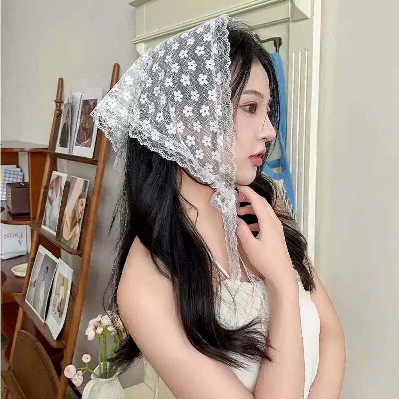 高級感のある女性用ターバン、田園風レース包頭三角タオル、フレンチデザインの帽子、おしゃれな雰囲気のヘアバンド|undefined