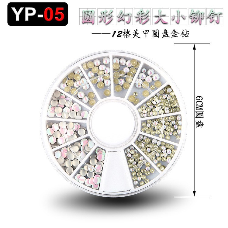 Accesorios para decoración de uñas con forma especial, diamantes de imitación de resina, tachuelas metálicas iridiscentes, caja de diamantes de imitación mixtos de 12 compartimentos, fabricante de materiales con forma especial, venta al por mayor