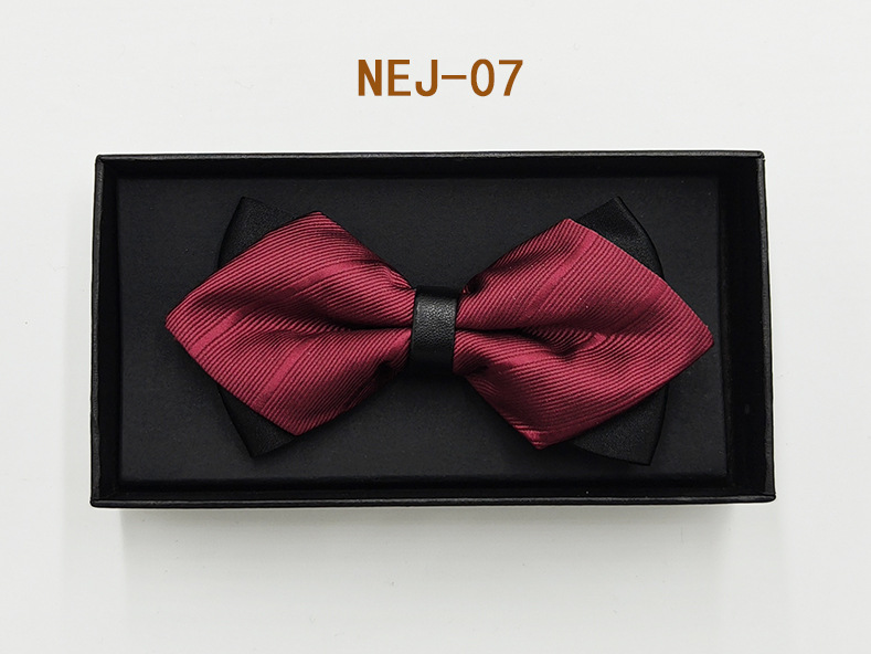 Pajarita negra de color sólido para hombre Boda británica Boda novio padrino traje camisa arco caja de regalo embalaje