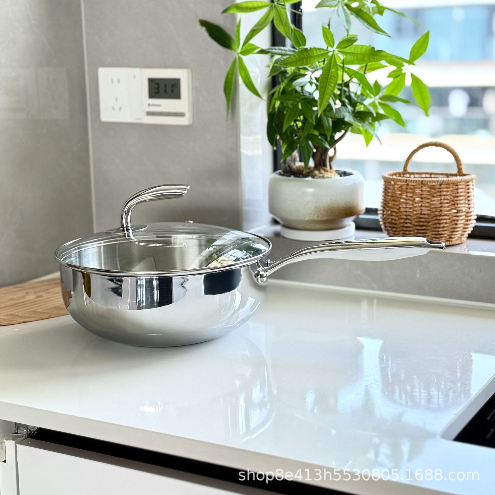 [Diseño profundo] 26cm olla 18 / 10 cinco capas de acero integral formado horno electromagnético doméstico para hornos de verduras