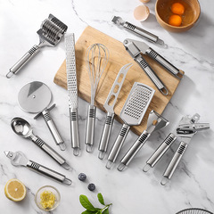 Cross-border stainless steel tube opener, peeler, slicer, garlic press, egg beater, can opener, miscellaneous kitchen baking small tools set