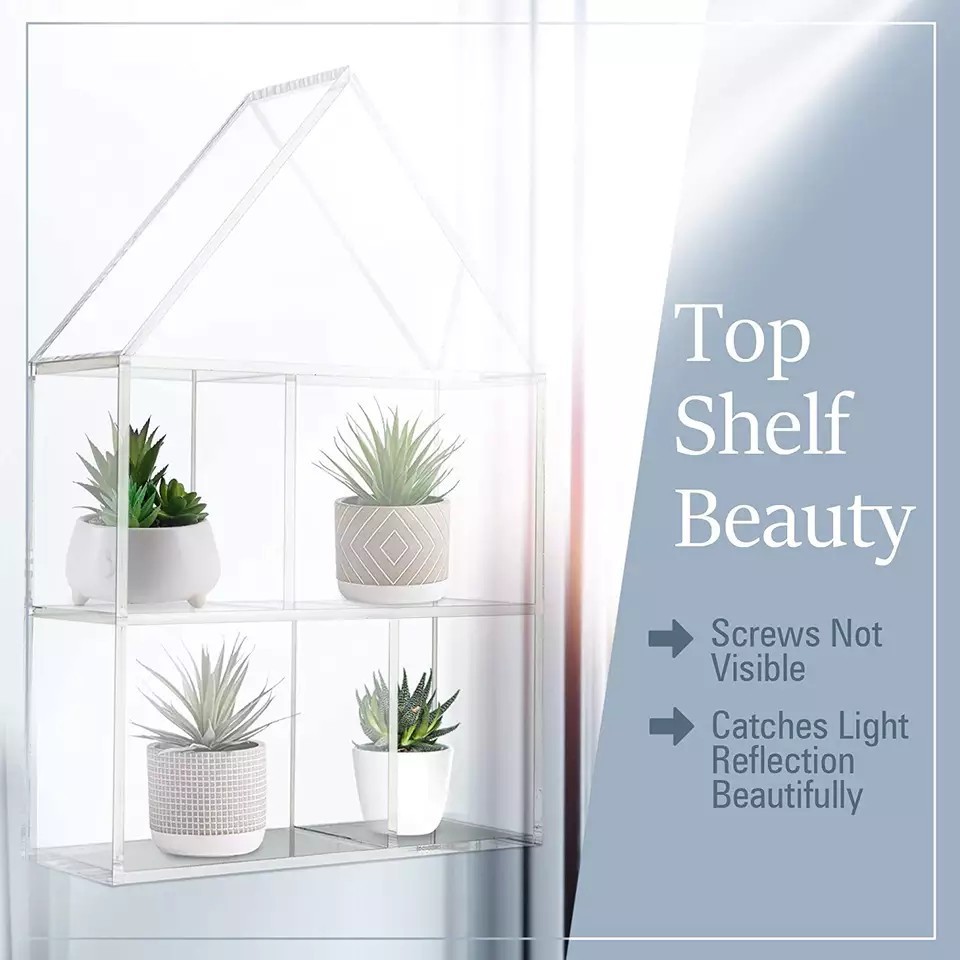 定制亚克力壁挂式浮动架子房屋形状装饰台面墙架卧室浴室储物架