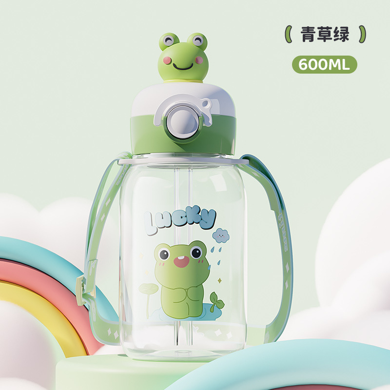 Tazas de plástico de gran capacidad de alta calidad de la cara para niños hervidor de agua de verano estudiantes lindos tazas de agua con cuerda taza de paja para mujeres
