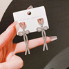 Silver needle, copper zirconium, earrings with bow, silver 925 sample, Japanese and Korean, light luxury style, micro incrustation