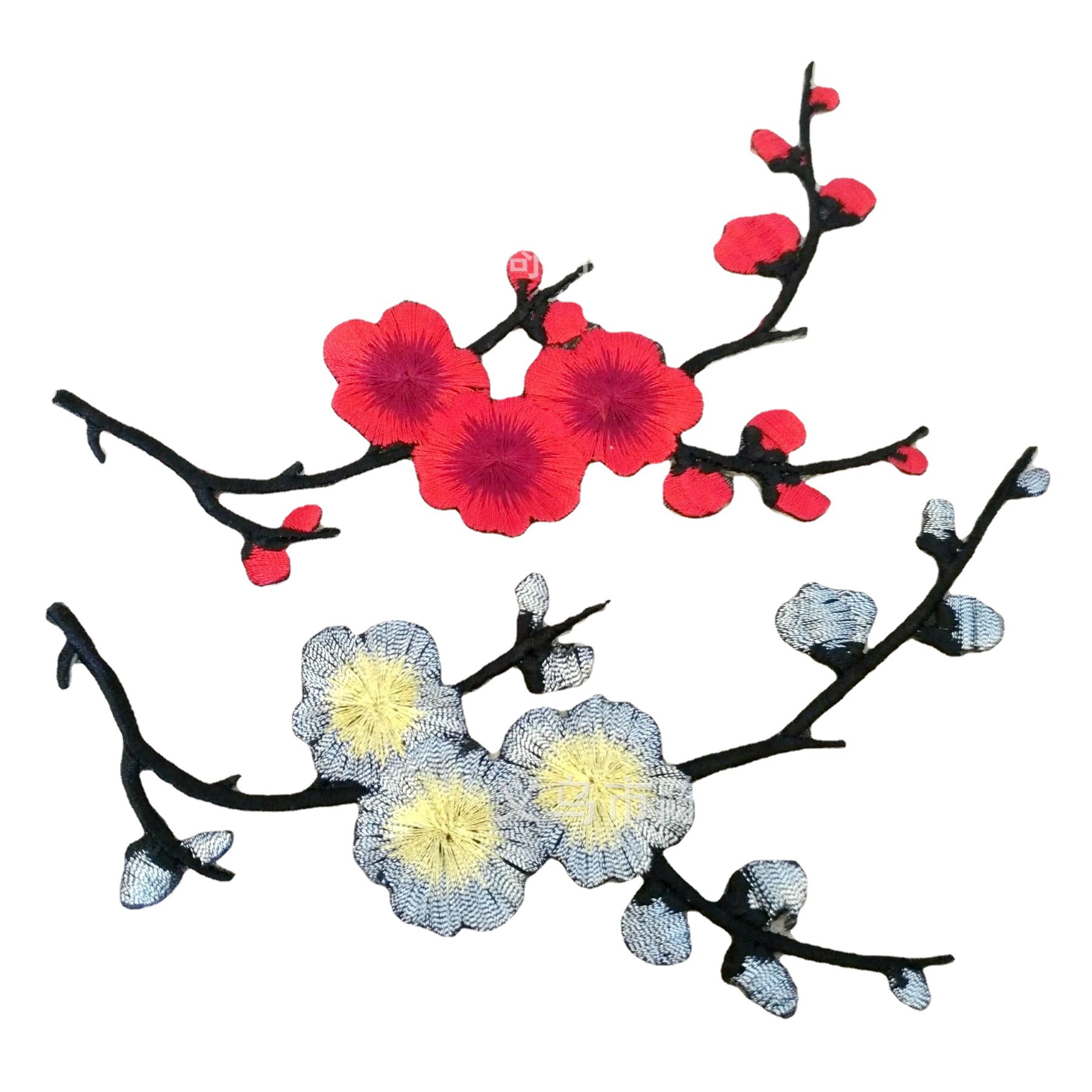 小腊梅衣服刺绣花片 中国风梅花布贴 补丁贴梅花 小号扇子diy烫贴