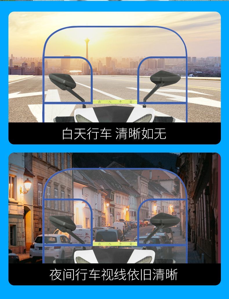 Electric Motorcycle Front Windshield, Battery Car Windproof Cover, Electric Car High-Definition Transparent Rainproof Four-Season Universal Windshield