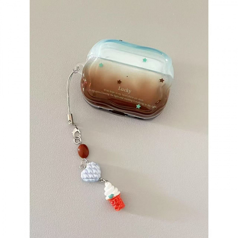 Estancia de auriculares marrón azul estrella simple y premium para AirPods12 / 3 / 4 / pro / pro Case