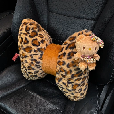 Car headrest neck pillow leopard Headrest - leopard-print-cat-lumbar-support-single