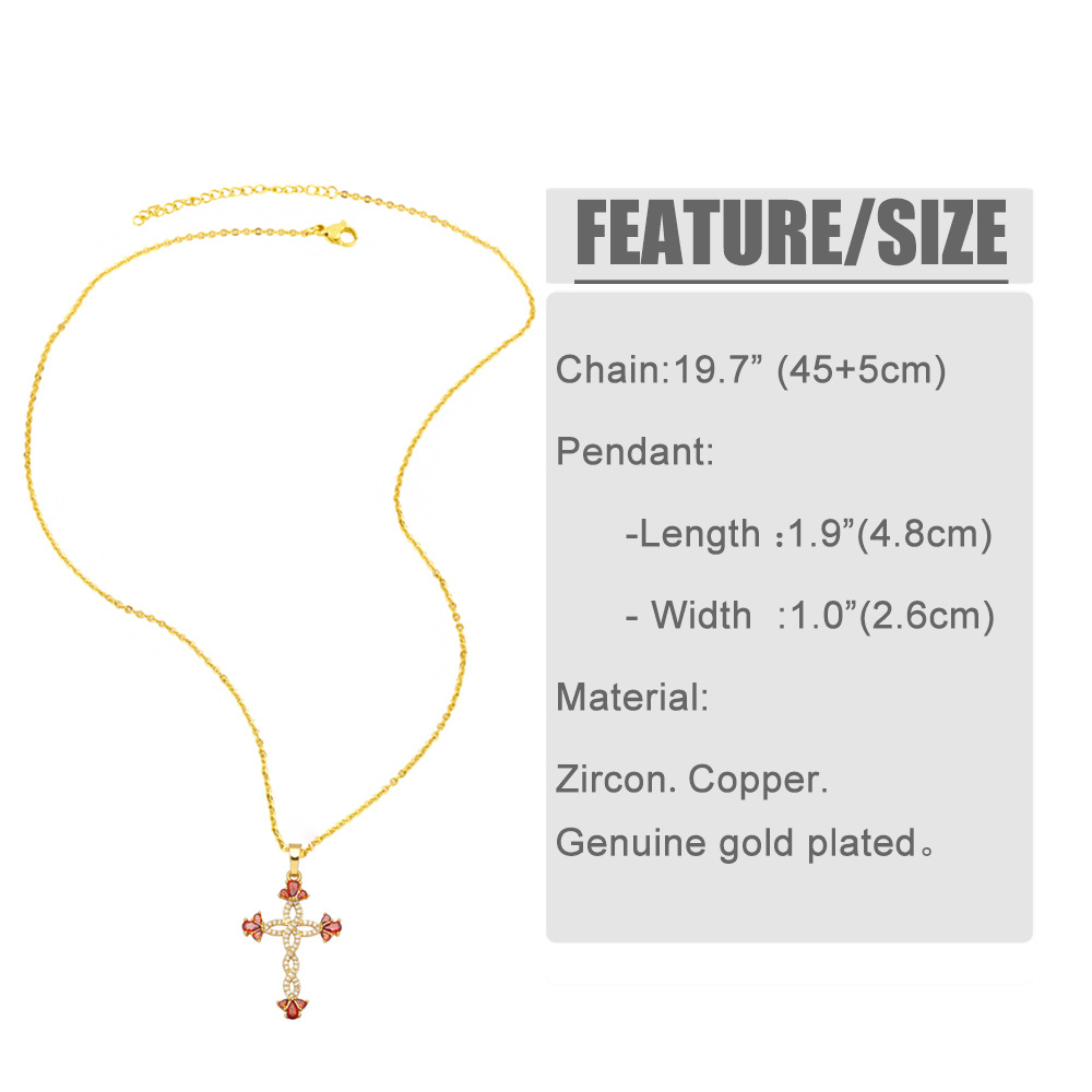 Fashion Cross Copper Necklace Inlay Zircon Copper Necklaces