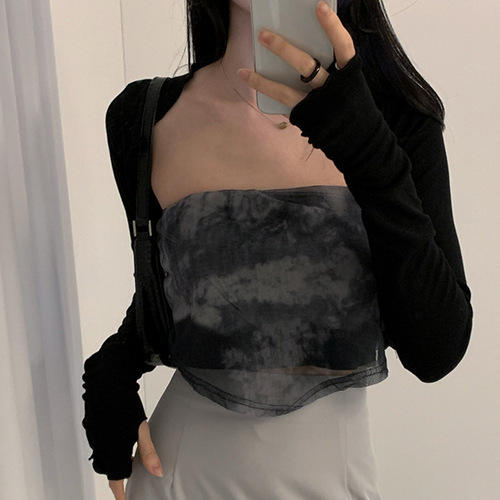 2024 Amazon new summer European and American fashion women's clothing ultra-short color slim long-sleeve sunscreen top coat